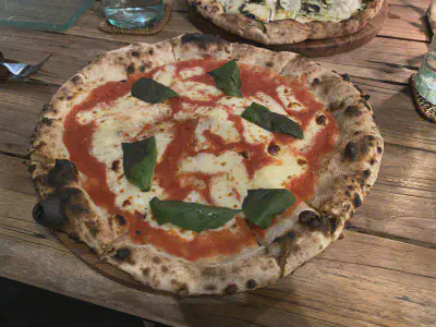 Angle view of pizza at Arte