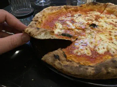 Crust close-up of pizza at Banger Pizza
