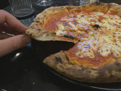 Crust close-up of pizza at Banger Pizza