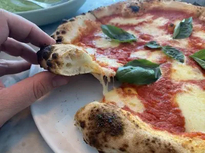 Crust close-up of pizza at Bella Italia