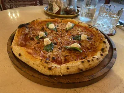 Angle view of pizza at Cantina Classe