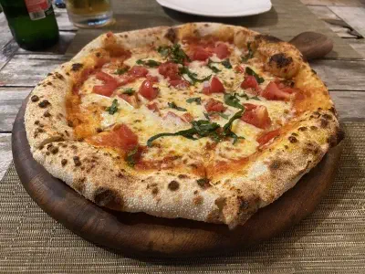 Angle view of pizza at Coco Bistro