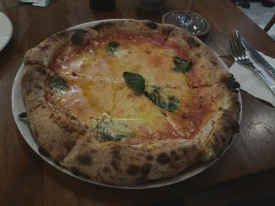 Angle view of pizza at Wild Habit