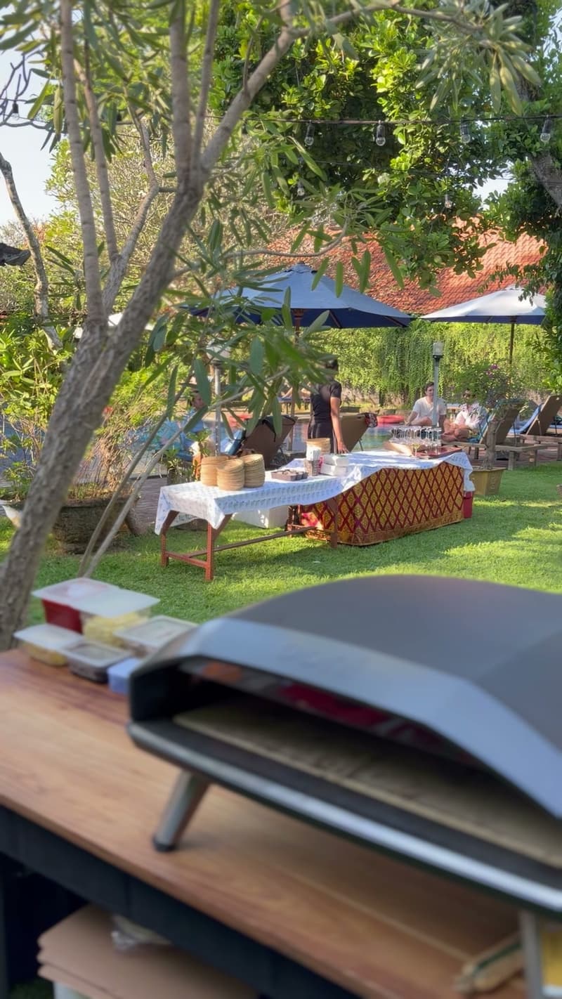 Our oven set up in a garden in Sanur