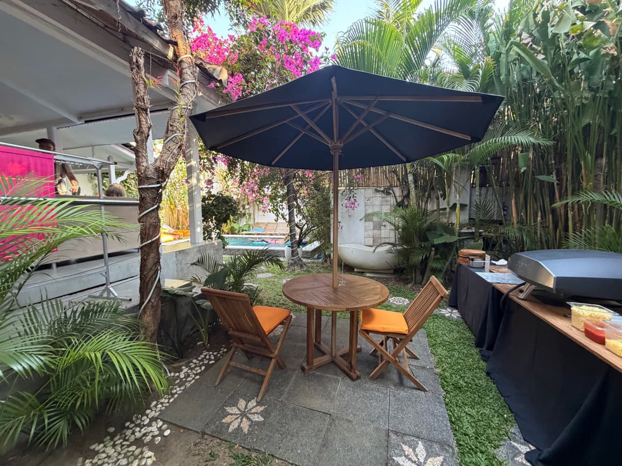 Our oven station in a garden courtyard at a villa in Seminyak