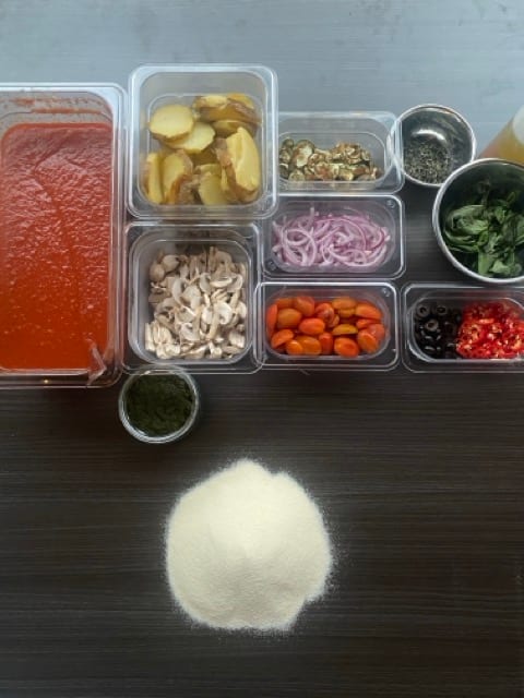 Fresh pizza ingredients and toppings