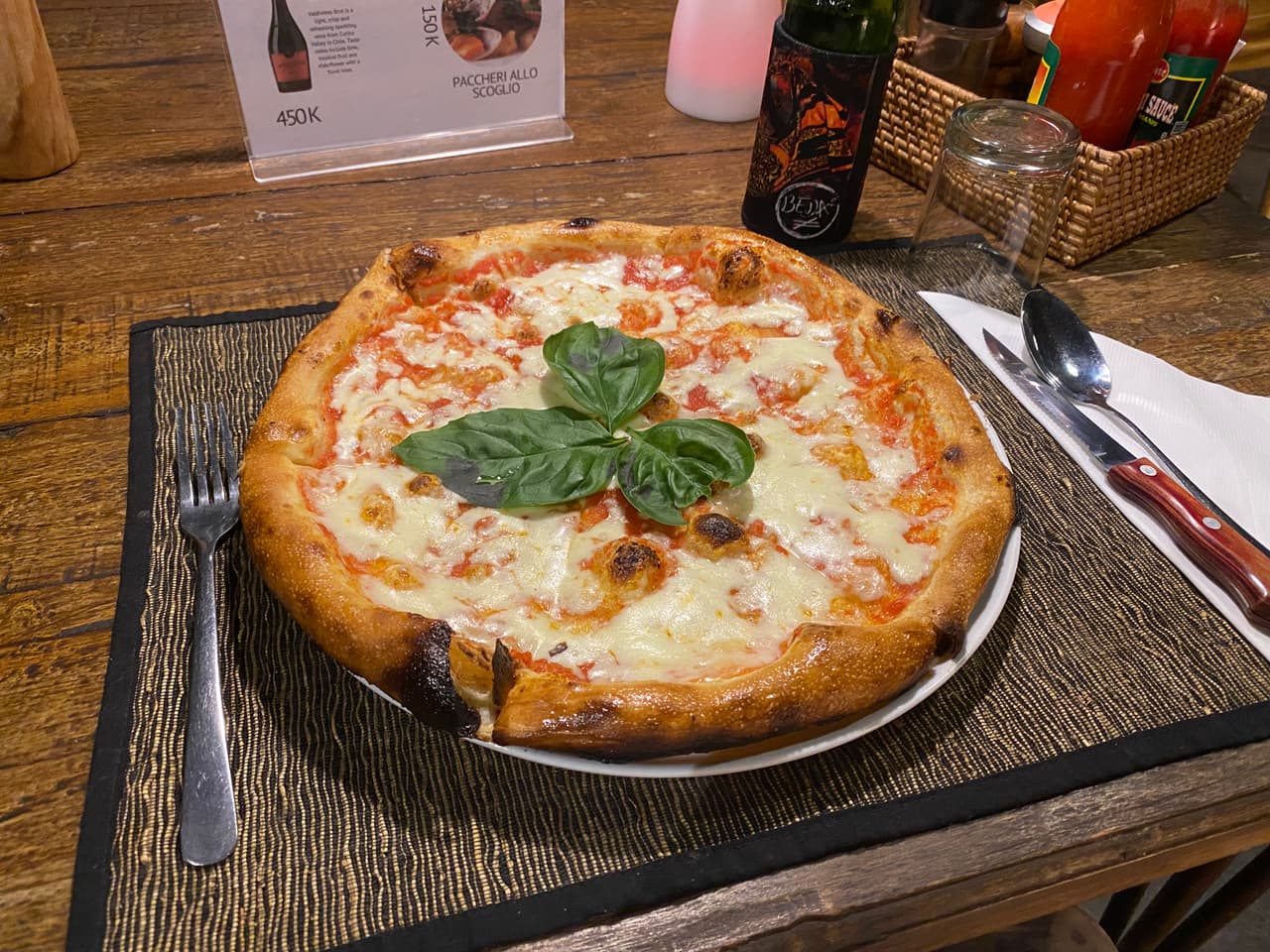 Angle view of pizza at Anita's Warung