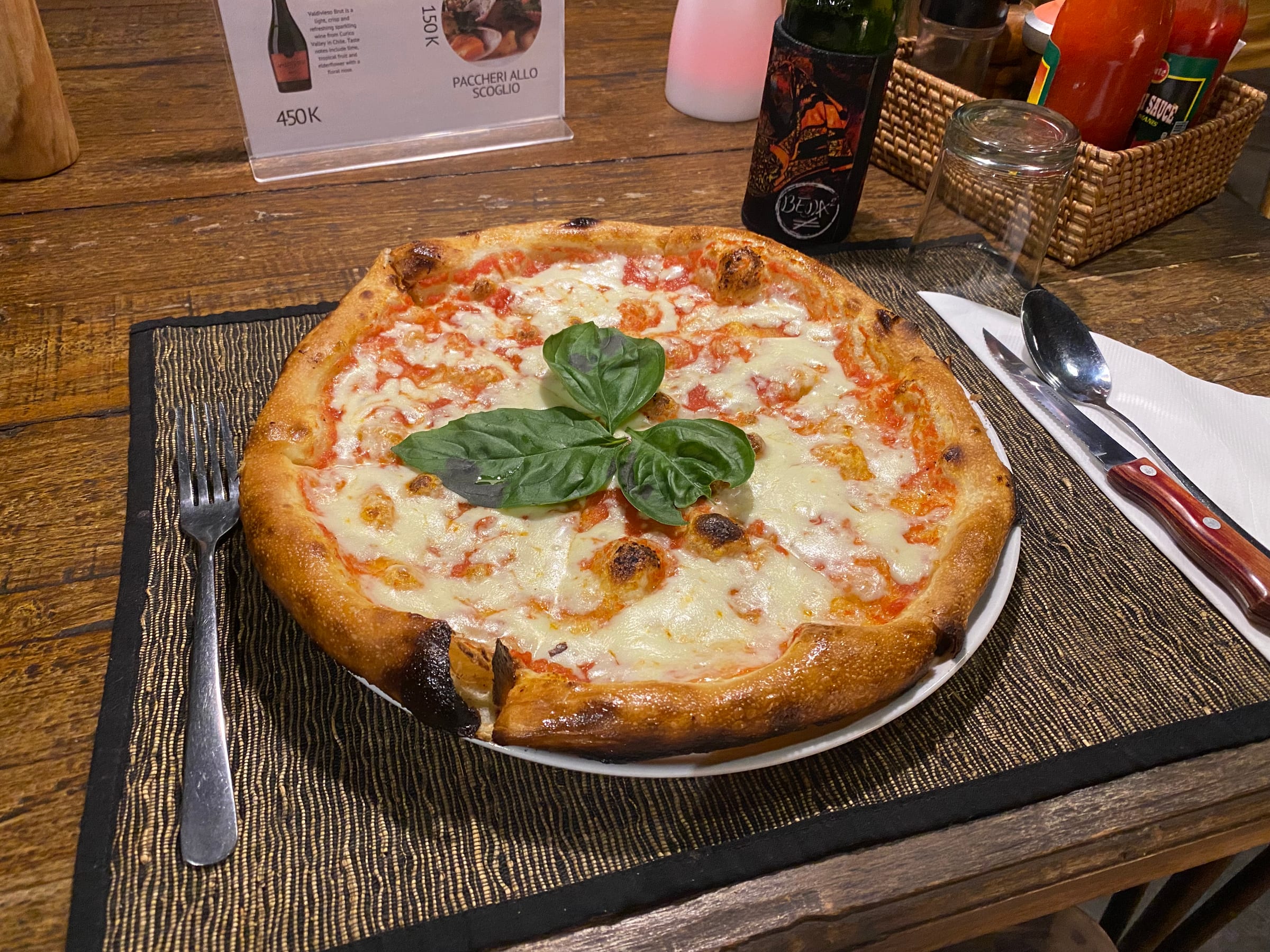 Angle view of pizza at Anita's Warung