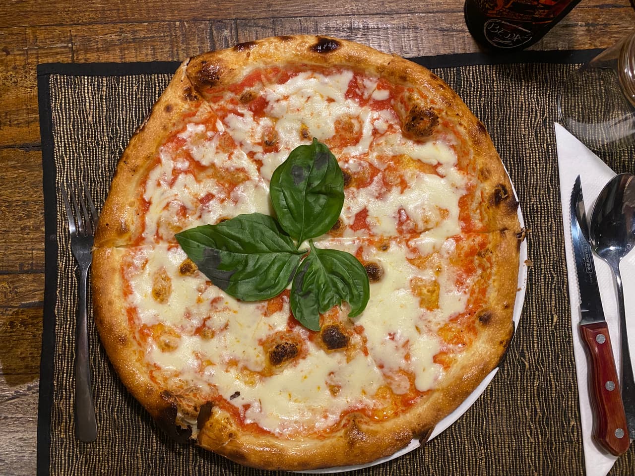 Top-down view of pizza at Anita's Warung