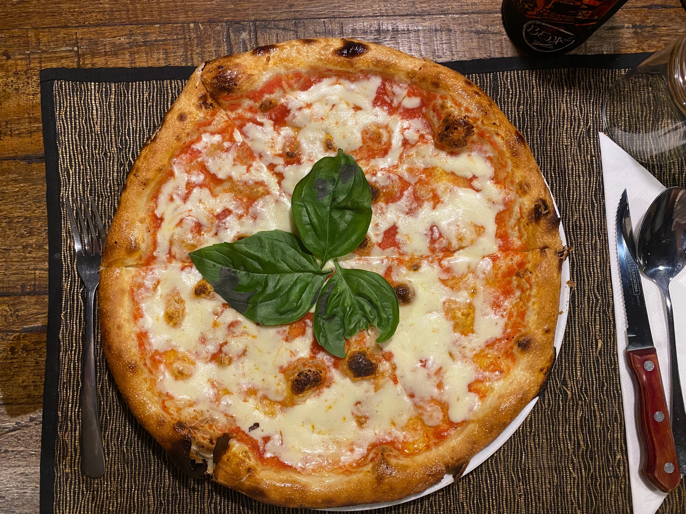 Top-down view of pizza at Anita's Warung