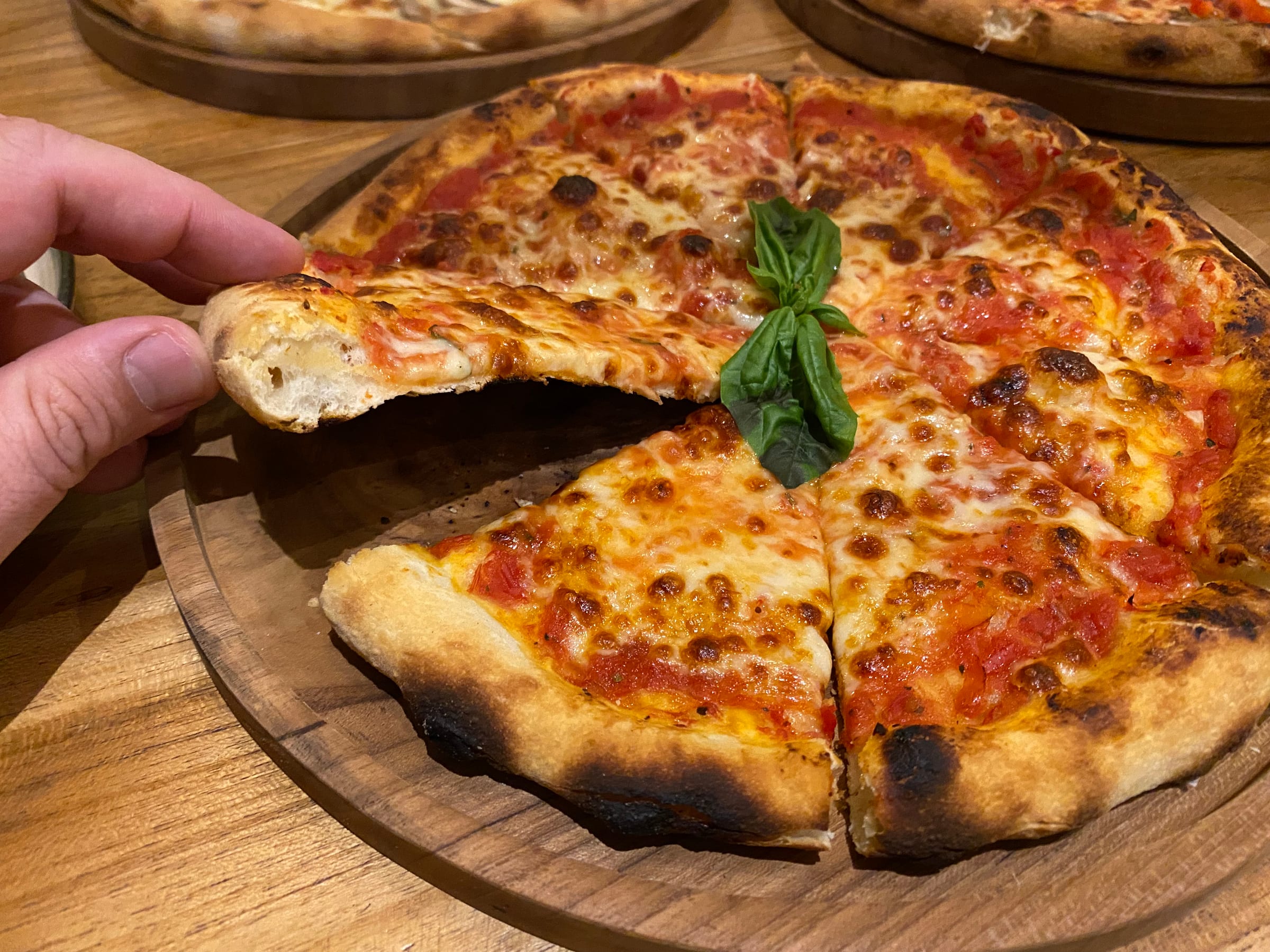 Crust close-up of pizza at Hanzho