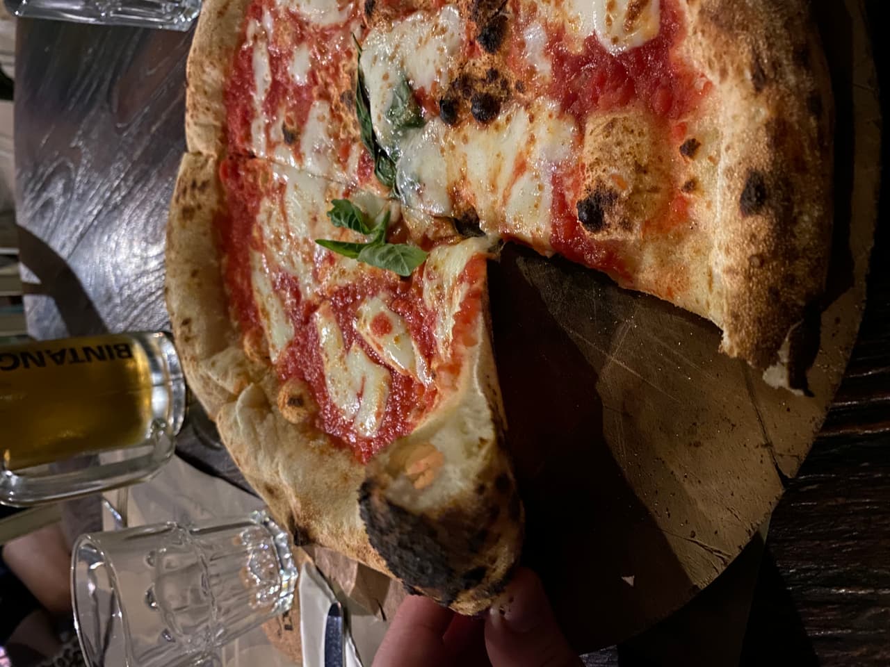 Crust close-up of pizza at L'Osteria