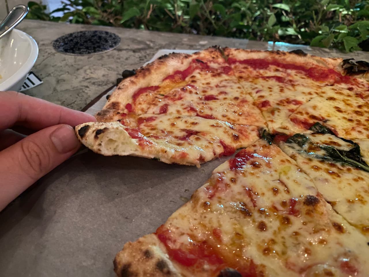 Luigi's Hot Pizza, the crust up close