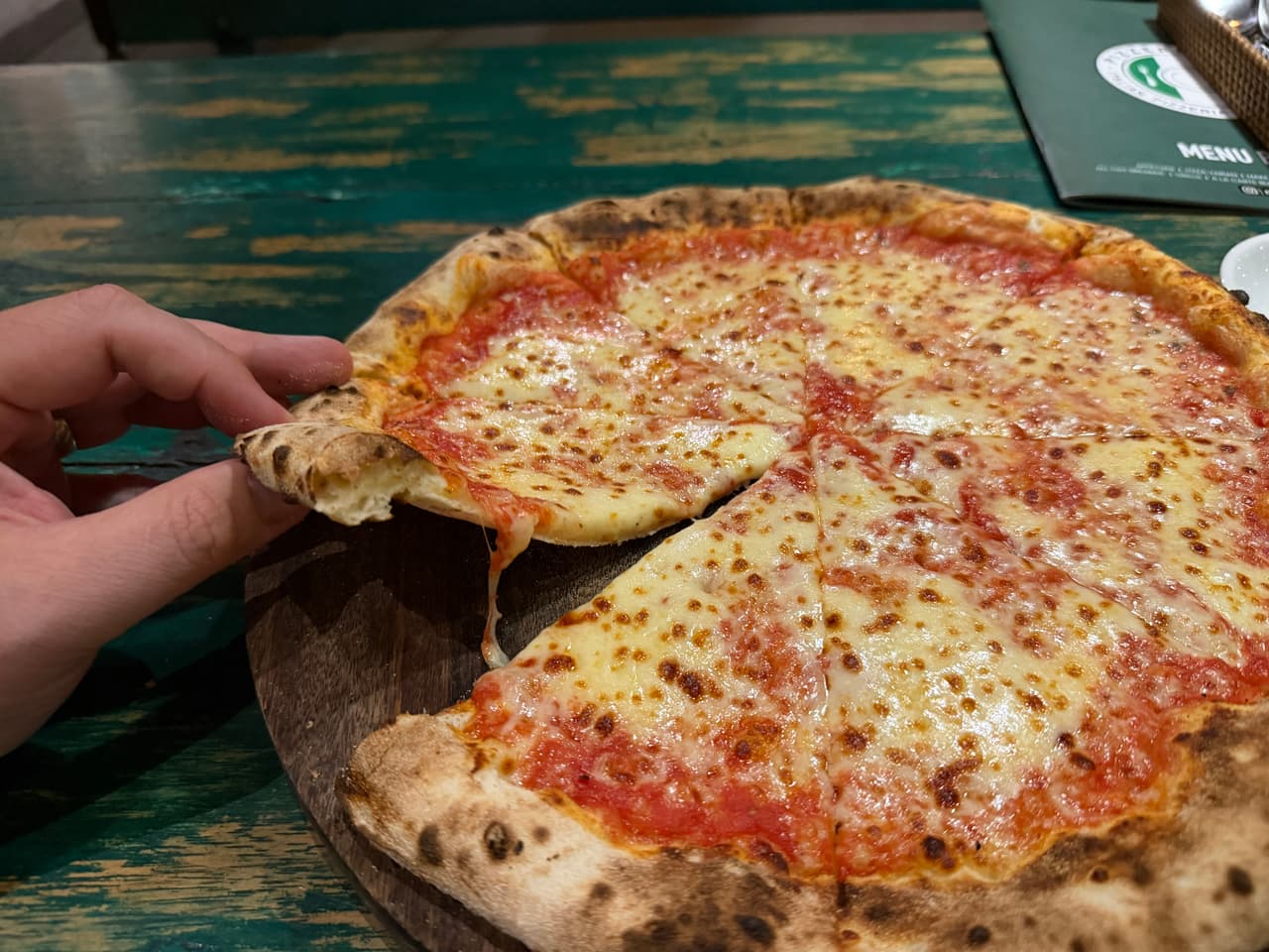 Crust close-up of pizza at Pizzeria Ava