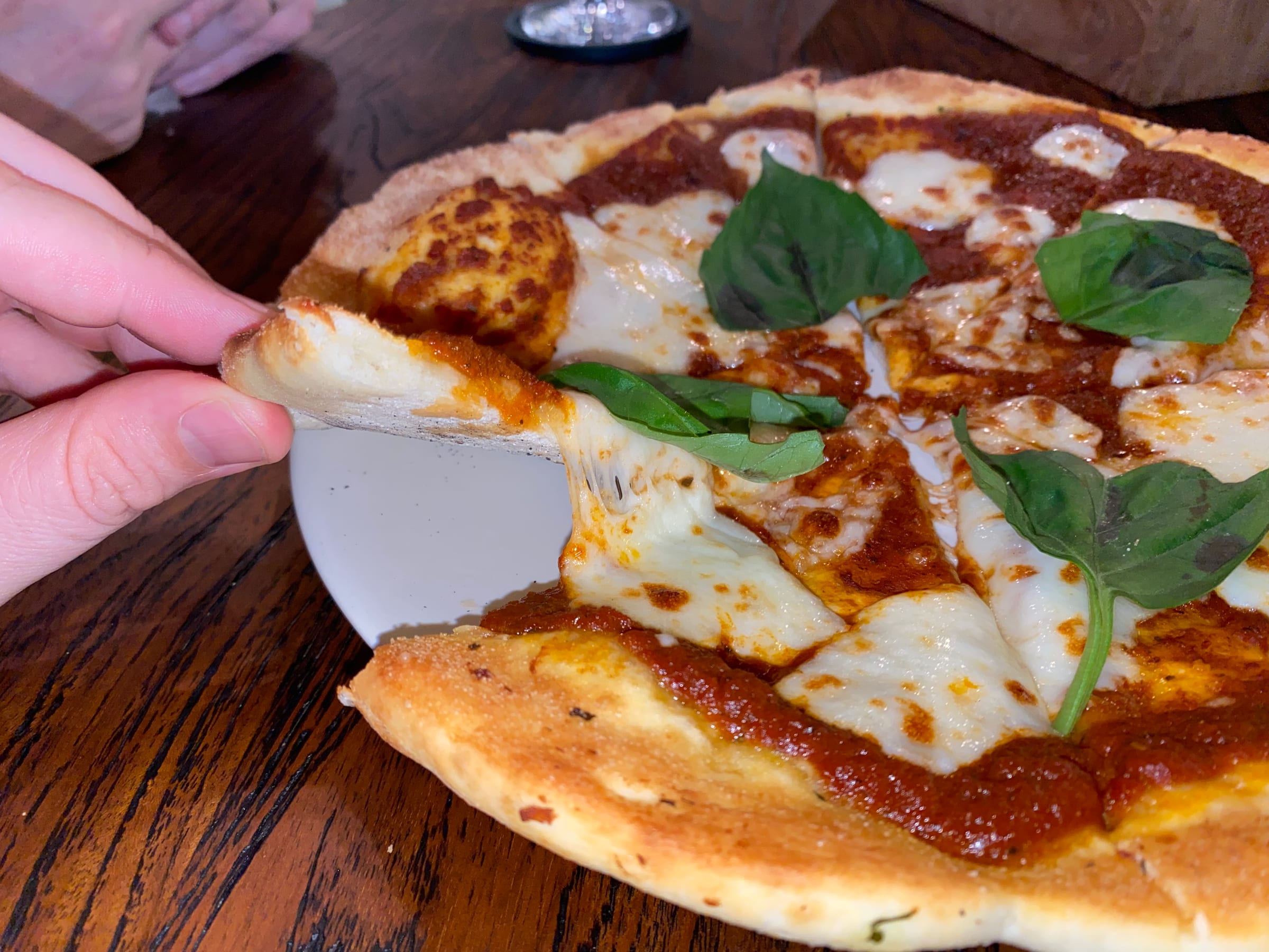 Crust close-up of pizza at The Barn