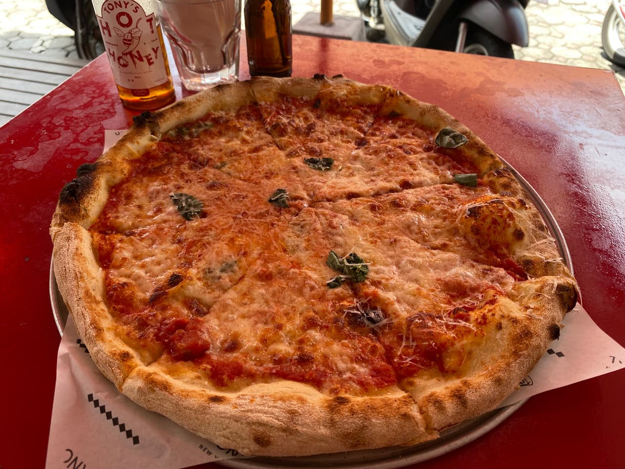 Tony's New York Pizza, the Margherita from the side