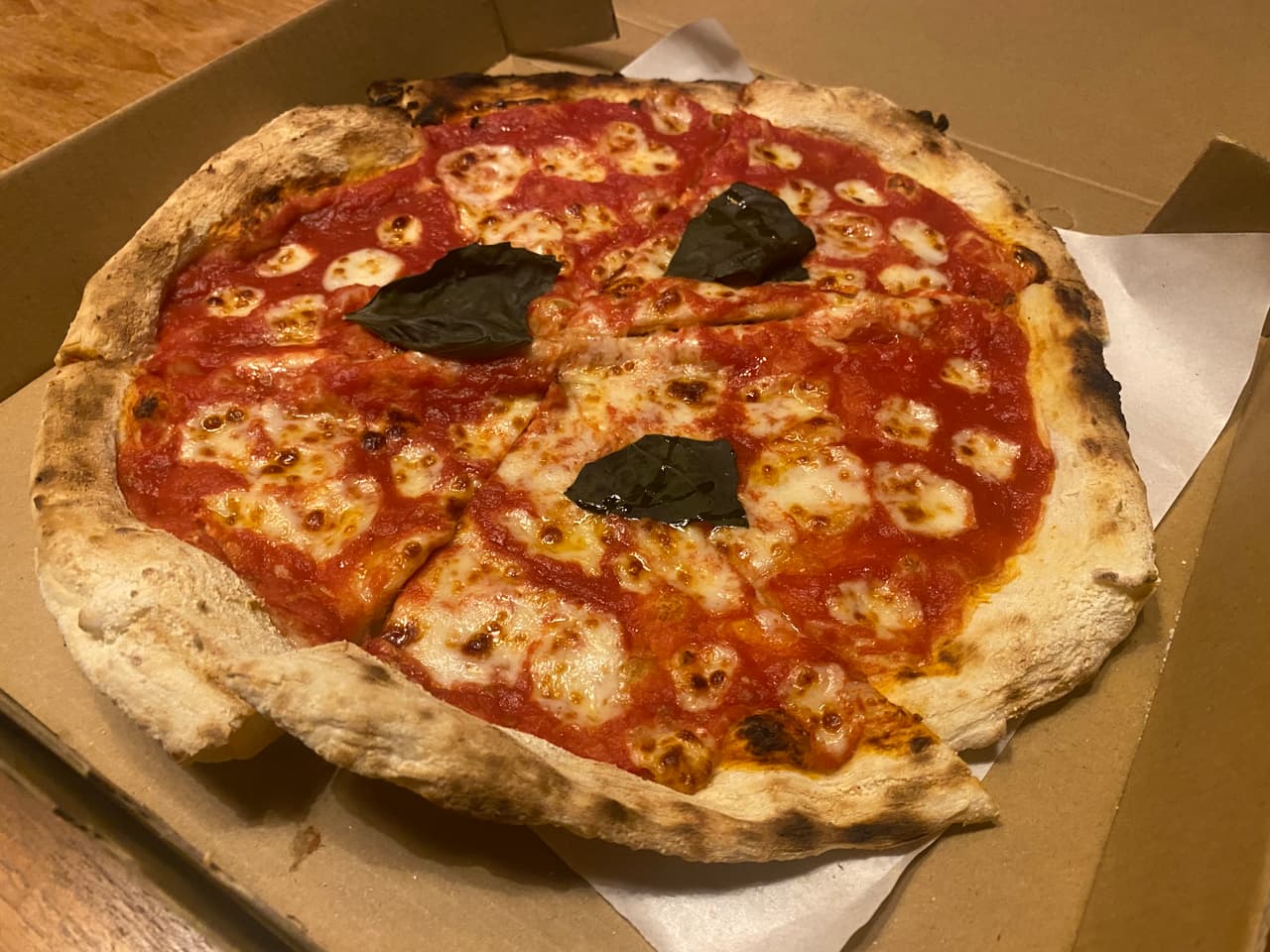 Unconventional Pizza, the Margherita from the side