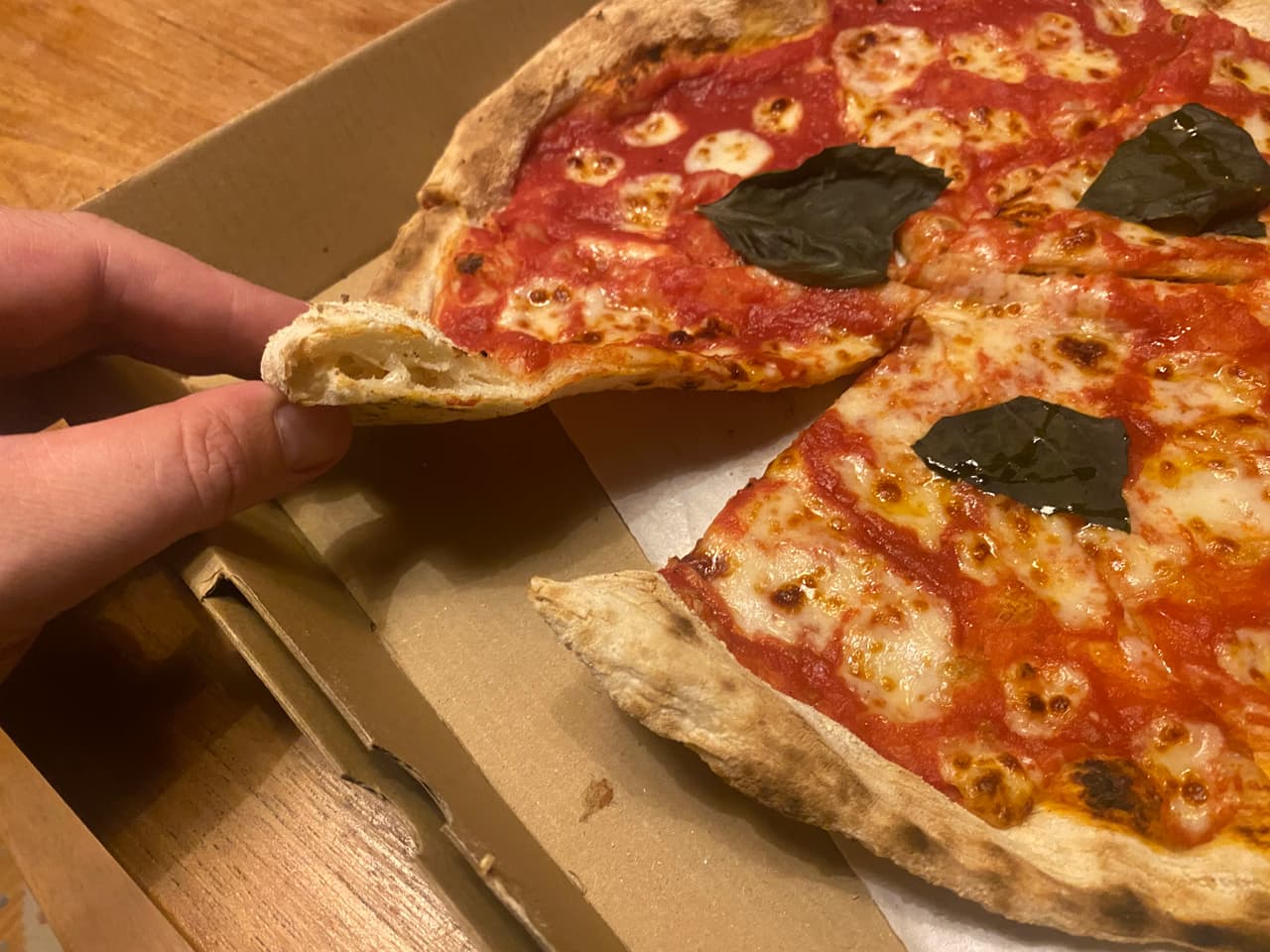 Unconventional Pizza, the crust up close