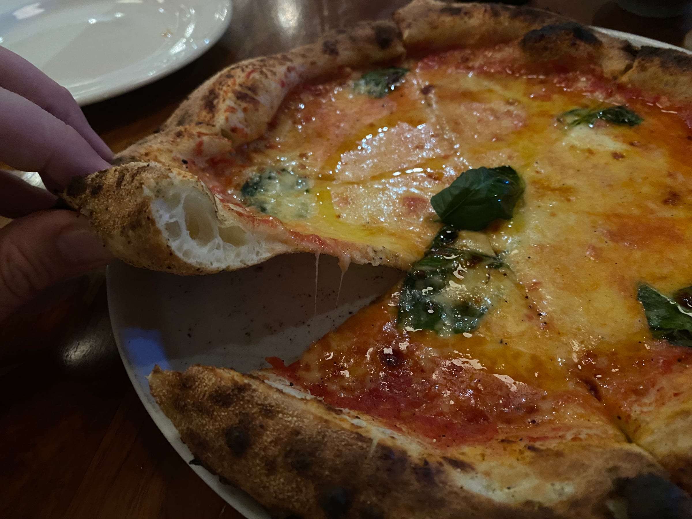 Crust close-up of pizza at Wild Habit